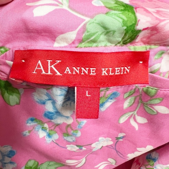 AK Anne Klein Womens Pink Floral Reversible Trench Raincoat Size L - Picture 8 of 8